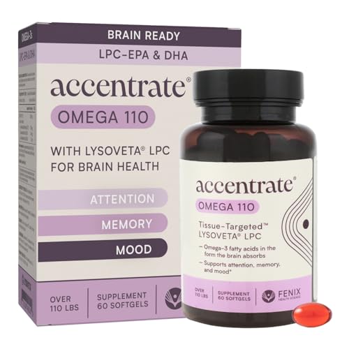 Omega 110 w/LYSOVETA | High Potency LPC & Lyso-DHA Omega-3 Supplement | Brain Health Focus & Mood | 6X Higher Absorption