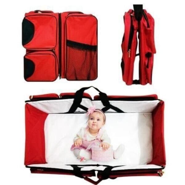 BABIES BLOOM Red Portable Baby Travel Crib Bag, Baby Bassinet & Folding Diaper Bag, Diaper Bag-image-33