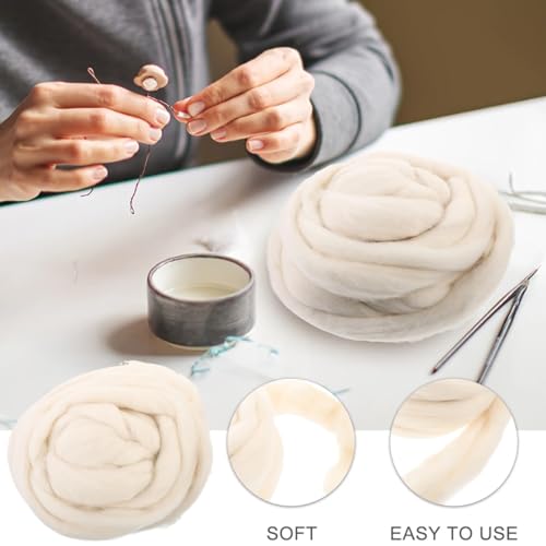 ULTNICE Natural Wool Roving Strips 7.2 Oz Soft Fiber for Needle Felting Spinning DIY Crafts 9.5X7.9X2.8 Inch Wool Felt Material for Art Projects - Image 4