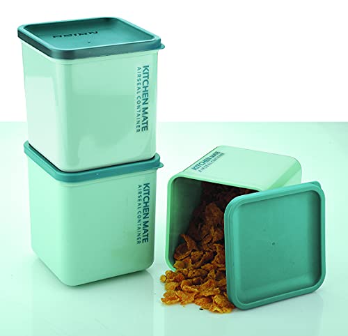 Image of Asian Plastowares - Airtight Rectangular Storage Containers | Set of 3 | 1300ml each | Storage Container for Kitchen | Ideal for dry fruits, chocolates, biscuits, namkeen, snack | BPA Free| Green