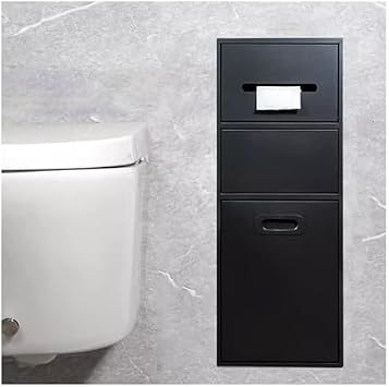 Stainless Steel Shower Nich, Garbage Can Built-in Alcove, Recessed Shelf Organizer Shower Niche, Stainless Steel Bathroom Niche, for Kitchen/Living Room/Bedroom STO, Black-B