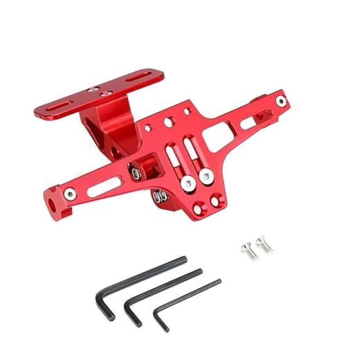BTCTLPLMKK For SUZUKI MT07 MT09 MT10 R1 バイク用 リアナンバープレートホルダー ウィンカーライトブラケット バイク用 ナンバープレートステー(Red with Light)