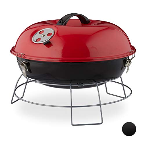 Relaxdays Barbecue a Sfera Ø36cm, Portatile, Rosso