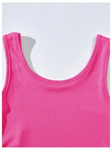 Image of SHENHE Girl's 4 Pieces Ribbed Knit Sleeveless Scoop Neck Basic Casual Summer Crop Tank Top