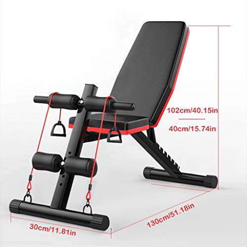 Riforla Home Gym Adjustable Weight Bench Foldable Workout Bench Sit Up AB Incline Abs Bench Flat Fly Press Fitness Rope Weight Capacity 600LBS