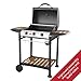 George Foreman 3 Burner Gas BBQ with Automatic Ignition & Integrated Thermometer, Black, Gas Barbecue, 2 Wheels Fitted Rack with 2 Shelves Wood Effect, GFGBBQ3BW
