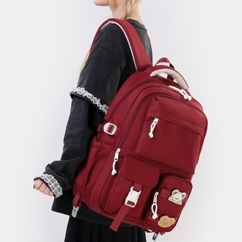 Mochila escolar japonesa para mujer XAGMODSHN de nailon con bolsillos 6