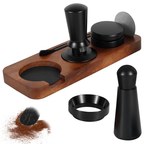 harupink Espresso Tamper Set 51mm mit Espresso Nadel, Kaffee Tamper mit Distributor Tampermatte, Dosierring 51mm, Espressorührer Nadeln, Kaffeerührer, Puck Screen, Tamperstation, Reinigungsbürste