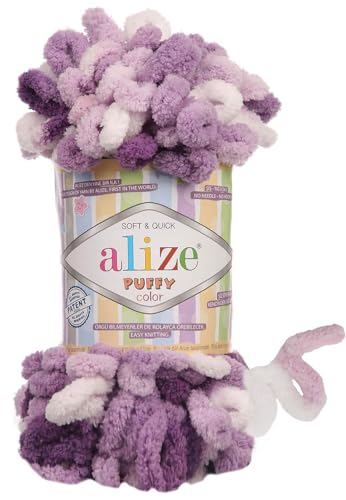 Image of Alize Puffy Color Baby Blanket Yarn Lot of 4skn 400gr 39.3 yds 100% Micropolyester Soft Yarn Hand Knitting Yarn (5923)