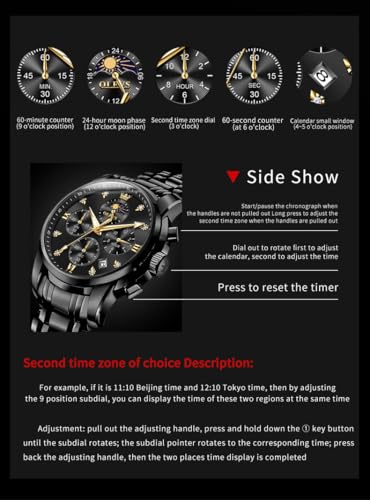 OLEVS Watch for Men Diamond Business Dress Analog Quartz Stainless Steel Waterproof Luminous Date Two Tone Luxury Casual Wrist Watch - Image 5