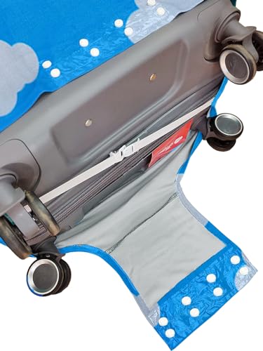 Image of Cortina Eco-Friendly Abstract Print Luggage Protective Cover|Large|Fits 26-30 Inch Luggage|Polyester-Spandex|72cm (28 inches)|Travel Suitcase Protectors|Anti Scratch|Pack of 1|Blue 3