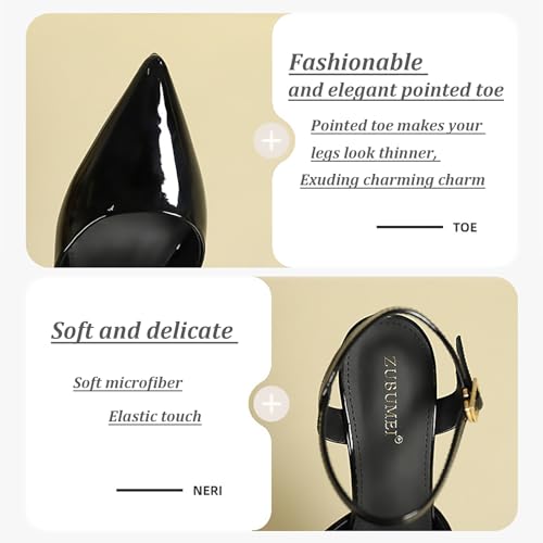 Women's Patent Leather Stiletto Platform Slingback Pumps Pointed Closed Toe Ankle Strap High Heel Comfort Dressy Prom Comfort Dressy3