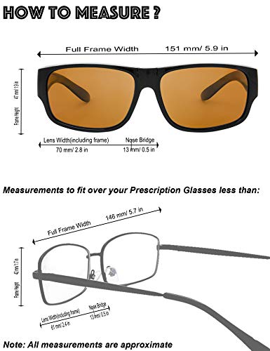 Image of The Fresh High Definition Polarized Wrap Around Shield Sunglasses for Glasses - Leather Eyeglasses Case
