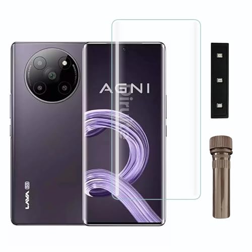 Image of Diruite UV Tempered Glass for Lava Agni 2 - Premium 9H Hardness, Full Edge-to-Edge Coverage, Crystal HD Clarity, UV Glue with Easy Installation Kit (Pack of 1)