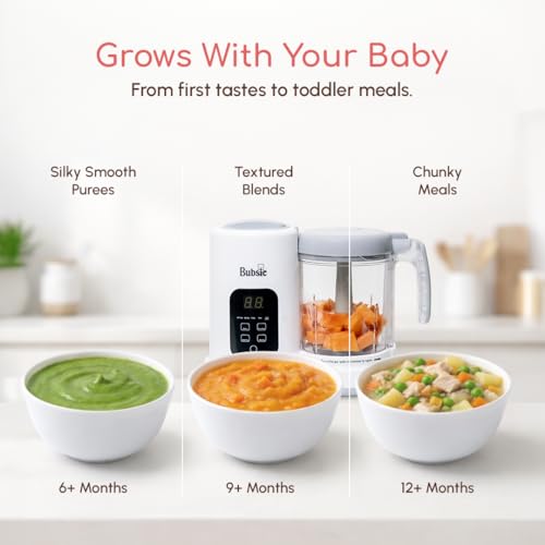 Image of Lil Chef Pro All-in-One Baby Food Processor | Electric Baby Puree Maker, Steamer, Blender, Sterilizer, Warmer & Self-Cleaning Function | Touch Screen BPA-Free 400ml Bowl | 1 Year Warranty
