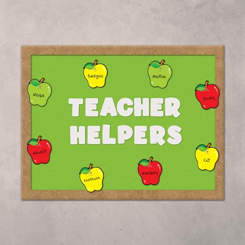 Image of Carson Dellosa 36-Piece Red, Green and Yellow Fall Apple Bulletin Board Cutouts, Apple Cutouts for Bulletin Board, Fall Classroom Cutouts, Fall Classroom Decor