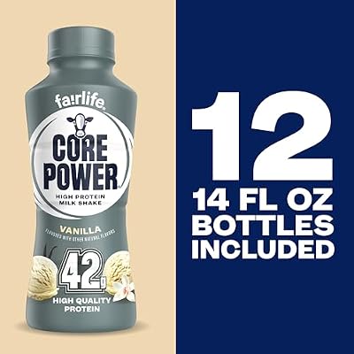 Core Power Elite High Protein Shake, Vanilla, 42g Bottle, 14oz, 12 Pack