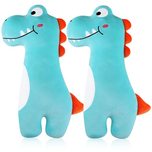 Lenwen 2 Pcs Seat Belt Pillow for Kids Cover for Boys Girls Seatbelt Cushion Pillow for Toddler Car Strap Covers for Travel Sleep Neck Head Support Pad(Blue,Dinosaur)