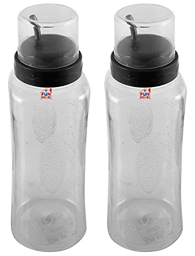 Fun Homes 600 ML Transparent Olive Oil Dispenser, Oil Container With Stainless Steel Spout- Pack Of 2 (Grey), Standard For Rs. 244 @ 51 %