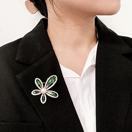 Broche délicate en zircone et perle style joaillerie fine - 3