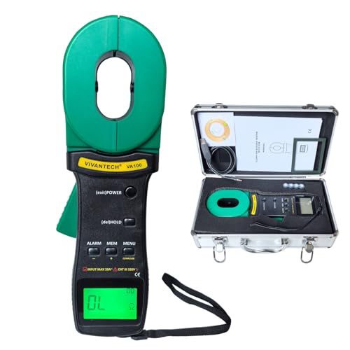 VIVANTECH VA100 Professional Digital Clamp Ground Resistance Tester – No Disconnect Earth Testing for Power Systems, Telecom, Gas Stations & Industrial Use 0.01-1000Ω