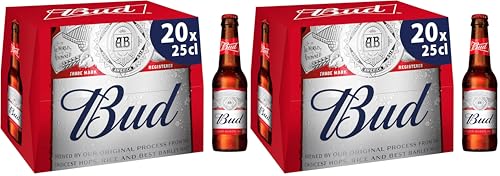 Bud Bière Pack 20 Bouteilles 25cl (Lot de 2)