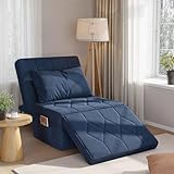 DSNAPE Convertible Sofa Bed with 5-Level Adjustable Backrest, 70' D x 34' W 4-in-1 Folding Ottoman Sleeper Chair Bed, Modern Single Futon Couch for Living Room Apartment Dorm Small Space, Navy Blue