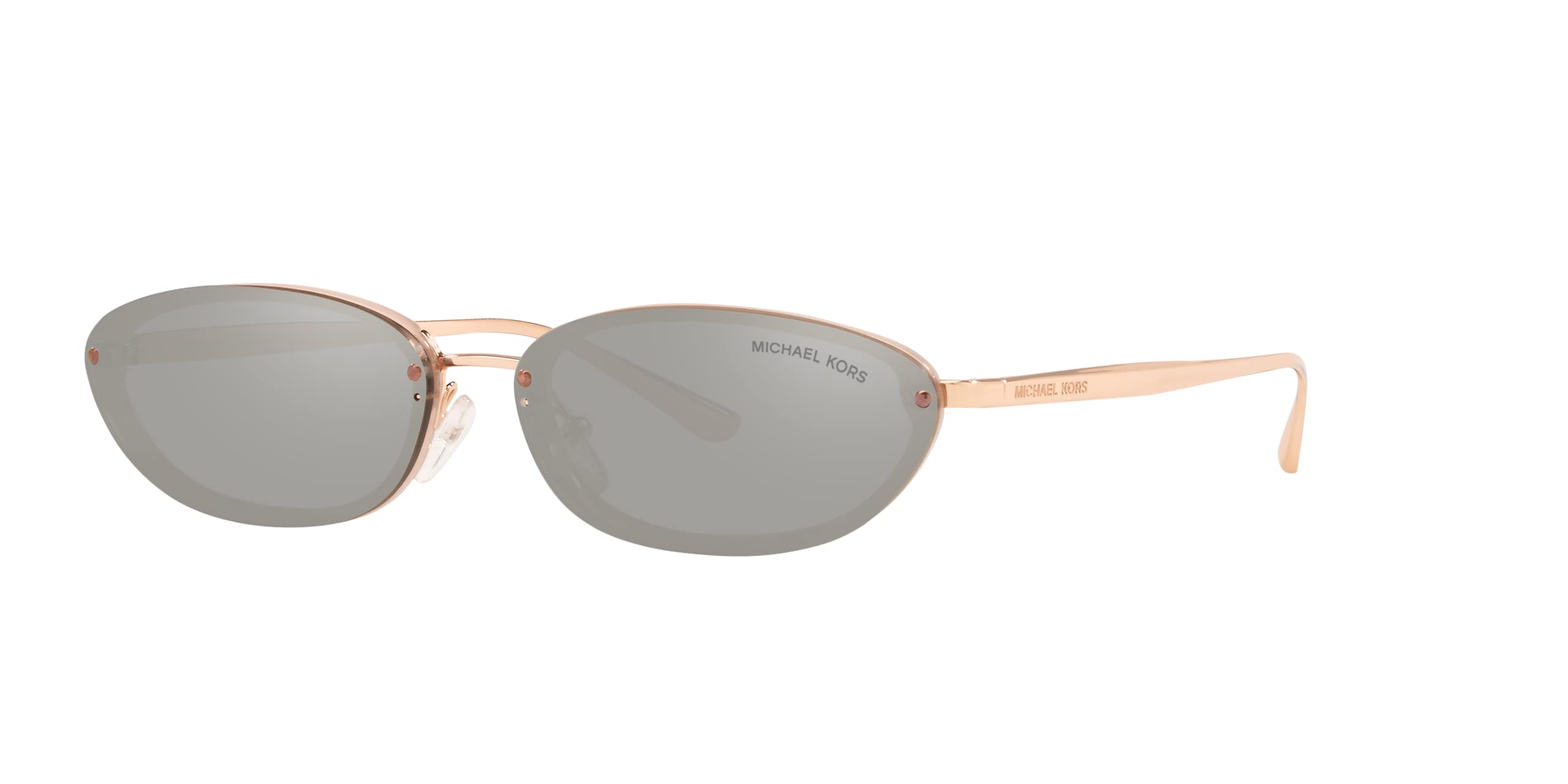 Michael Kors MK2104 Miramar Peach Gold Mirror Rimless Oval Sunglasses 62-13