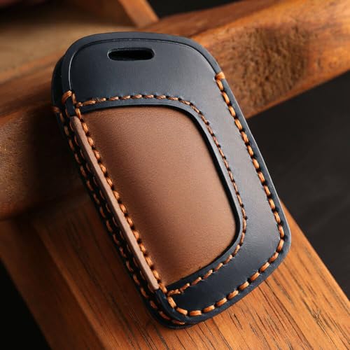 Image of keyzone dual leather key cover for MG Hector 3 button smart key