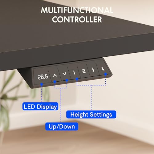 Image of FLEXISPOT 60 inchx24 inch Electric Standing Desk, Black | One-Piece Desktop, 1 inch Thick Top, Height Adjustable, Stable Steel Frame, Home Office & Multi-Monitor Setup