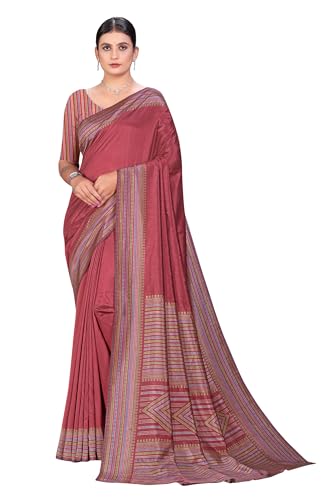 Sari pour femme en soie fluide Vimla Kaanchi rose drapé sans couture anti frottement