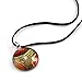 Chuvora Hand Painted Venetian Murano Glass Multi-Colored Red Orange Yellow Pendant Necklace, 18-20 inches
