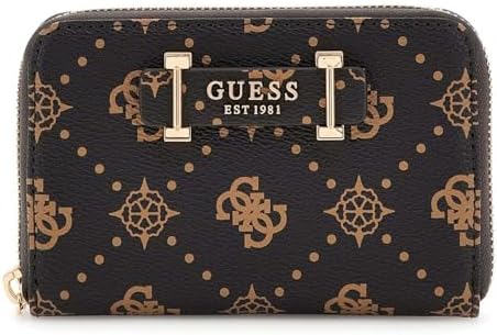 GUESS Monedero Silia SLG Medium Zip Around Espresso Logo marrón O...