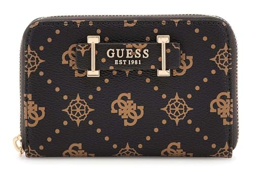 GUESS Porte-Monnaie Silia SLG Medium Zip Around Espresso Logo Marron foncé