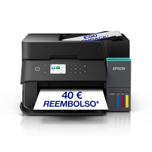 Epson EcoTank ET-3950 Impresora de Depósito de Tinta | Teletrabajo | Wi-Fi | A4 | Imprime a Doble Cara | Imprimir, Copiar, Escanear | Pantalla LCD 6,1cm | ADF 30 Hojas | Tinta Incluida para 3 Años