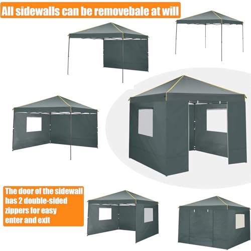 COBIZI 10x10 Instant Gazebo Tent, Gray, 4 Sidewalls & Mesh Windows