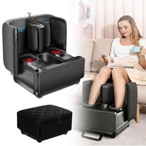 Masajeador Shiatsu para pies con calor y vibración, masaje profundo para fascitis plantar, neuropatía, alivio del dolor y circulación — ideal para mujeres, hombres, padres, papás y mamás (color marfil)