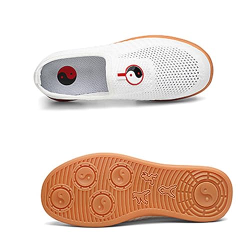 XUHCLY Zapatos Entrenamiento Tai Chi para Hombres y Mujeres Zapatos Artes Marciales Tradicionales Kung Fu Zapatillas Unisex Casuales Lona con Suela Suave(Size:35(22.5cm),Color:Blanco)