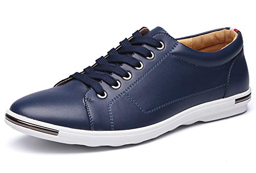 Santimon Mens Oxford Dress Casual Shoes Comfort Lace Up Fashion Sneaker Black Blue Red Tan White