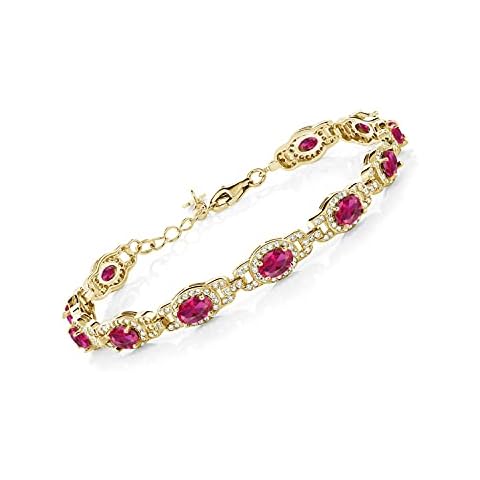 Gem Stone King 18K Yellow Gold Plated Silver Ruby Tennis Bracelet Cover