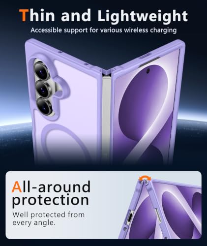 Image of FNTCASE for Samsung Galaxy Z Fold 8 Ultra / Z Fold 7 Case, Fit for Magsafe | Screen Protector, Translucent Matte, 18FT Military Grade Drop Protection, Shockproof Protective Phone Cover, Light Purple