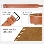 Suede Leather Weight Lifting Belt for Men & Women - 5mm Thick, 4” Wide Back Support, Double Pronged Buckle - Sweat-Resistant Gym Belt for Weightlifting, Powerlifting and Deadlifts - Carry Bag Included - Image 3