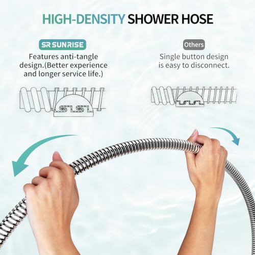 Image of SR SUN RISE Flexible 304 Stainless Steel Shower Hose, 96 Inch, Chrome