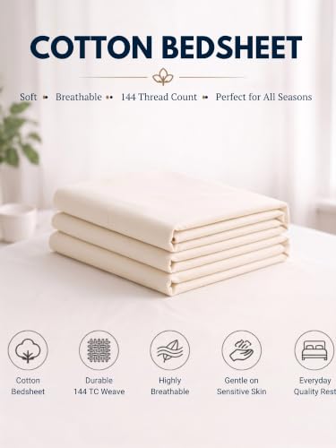 Image of Mafatlal 144 TC 100% Cotton Double Bed Sheet, Floral Pattern Double bedsheet Set, 90x100 Size Pure Cotton Bed Cover, Full bedsheet with Pillow Cover|Pewter Gray