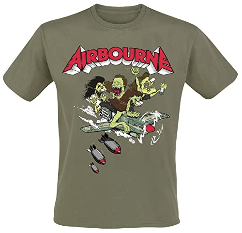 Airbourne Nitro Uomo T-Shirt Verde Oliva L 100% Cotone Regular