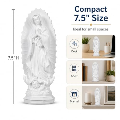 Estatua Virgen de Guadalupe DECHOUS 7.5 in Resina Blanca miniatura 5