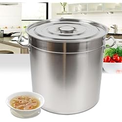 Cacerola 50 Litros Olla grande de acero inoxidable de 70 L, con tapa, 35 cm x 36 cm, para muchos tipos de cocina, también para inducción (50 L)