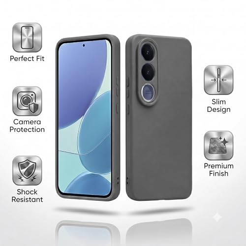 Image of FIRST MART Matte Silicone Back Cover for Vivo V70 FE - Black