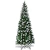 Goplus 5ft artificial pencil christmas tree snow flocked unlit slim xmas tree with 21 pine cones 421 pvc branch tips metal stand for indoor holiday home office decor  urban country home decor
