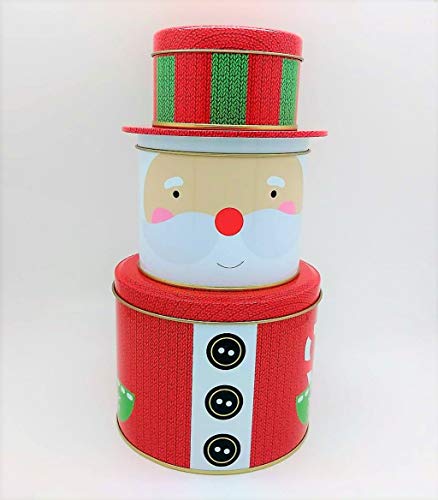 ALEF Christmas/Holiday Decorative Stacking Tins (Santa)